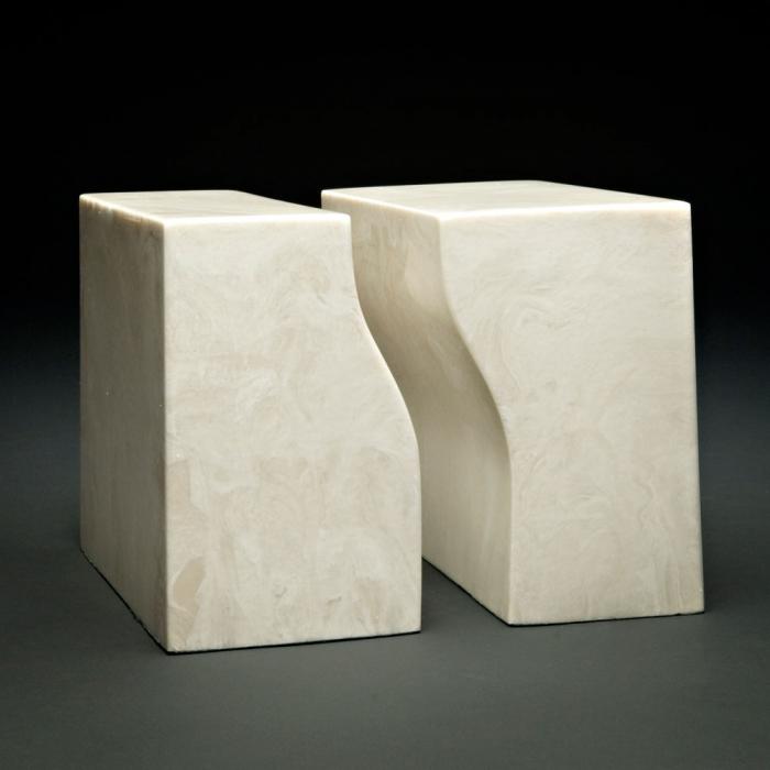 Companion Square Ivory Marble Urns