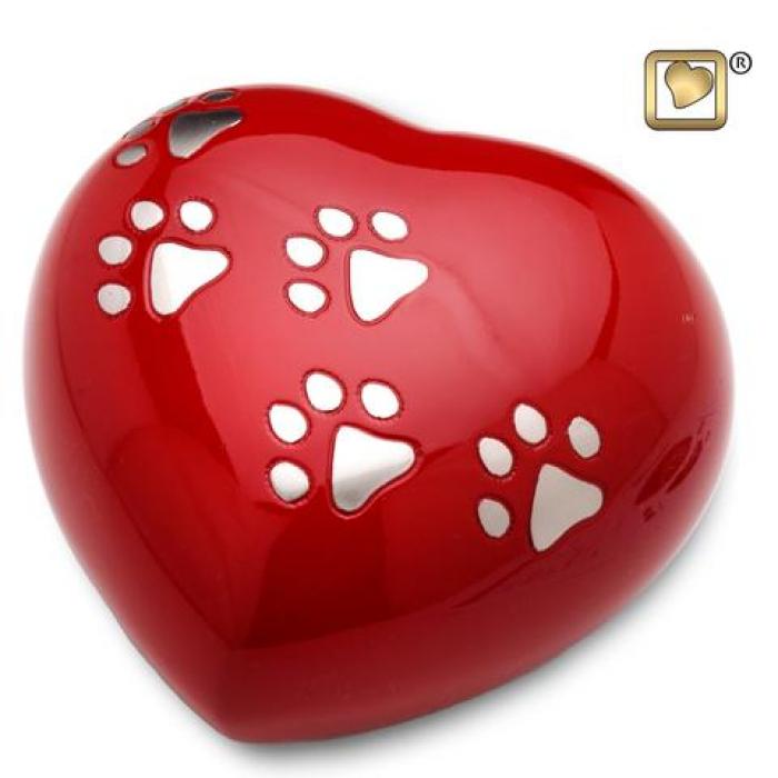 Love Paws Heart Red Large Pet Urns