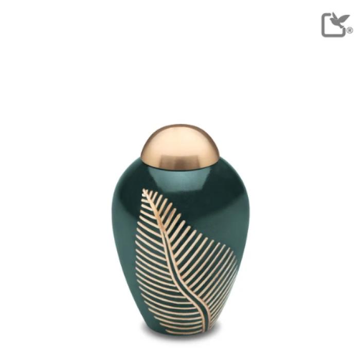 Elegant Leaf Keepsake Emerald Metal Urns
