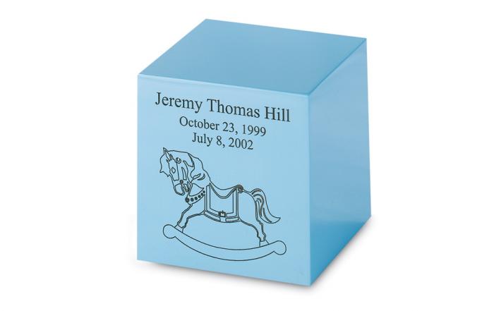 Infant & Youth Collection - Bronze Cube - Blue Keepsake Infant Urns