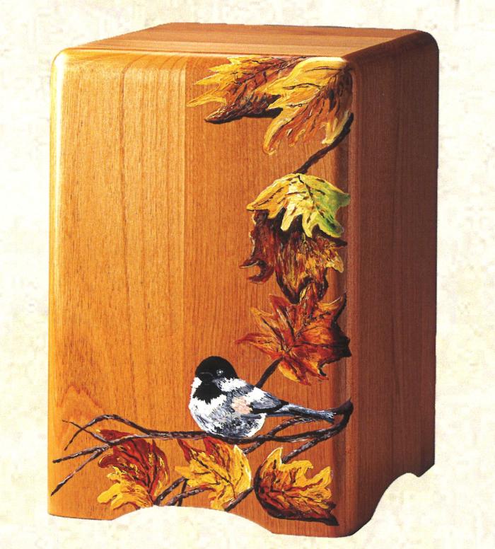 Leaves & Bird Urn Wooden Urns