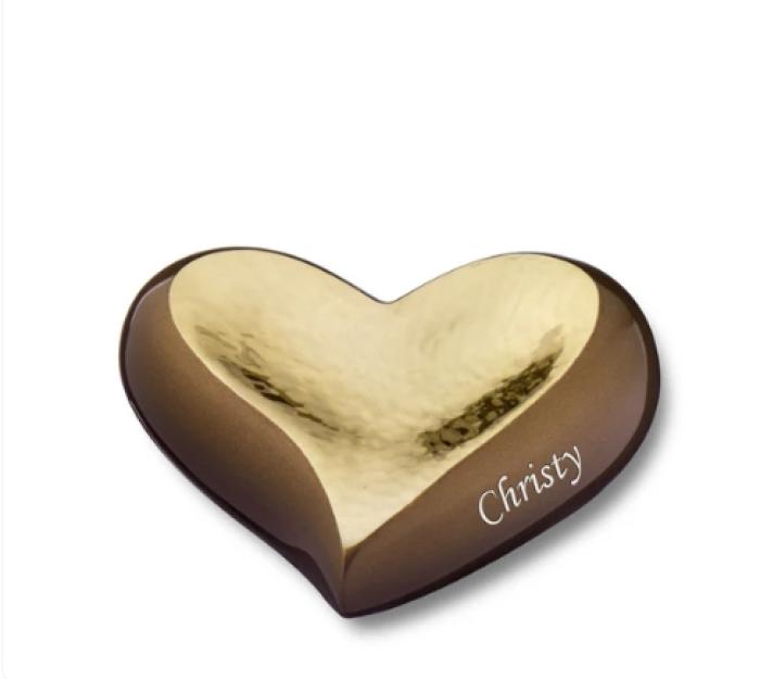 Hammered Gold Bronze Keepsake Heart Keepsake Urns