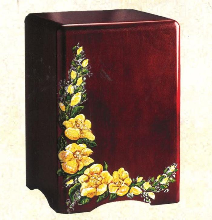 Burgundy & Yellow Urn Wooden Urns