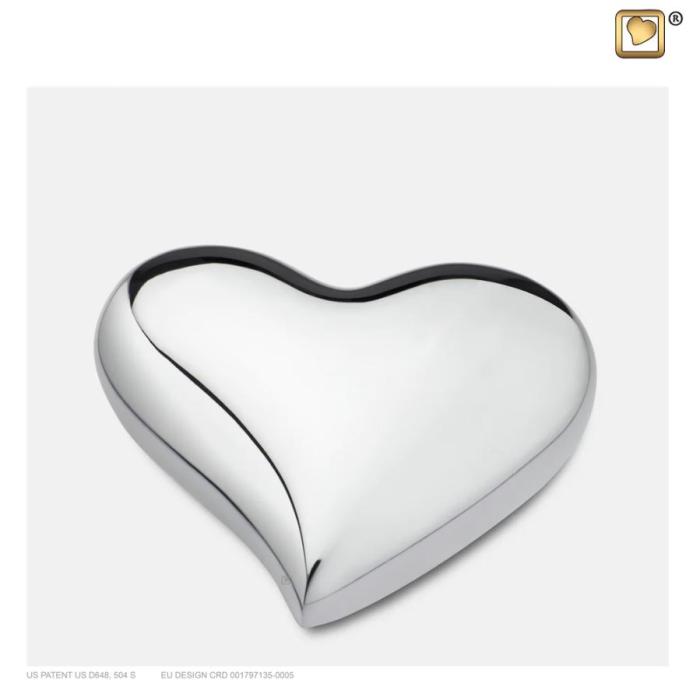 Bright Silver Heart Keepsake Urn Keepsake Urns