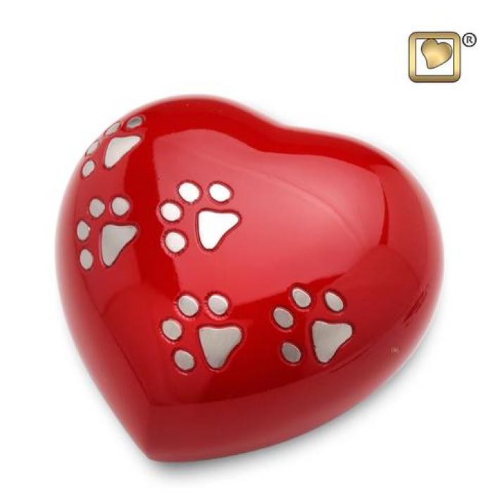 Love Paws Heart Red Medium Pet Urns