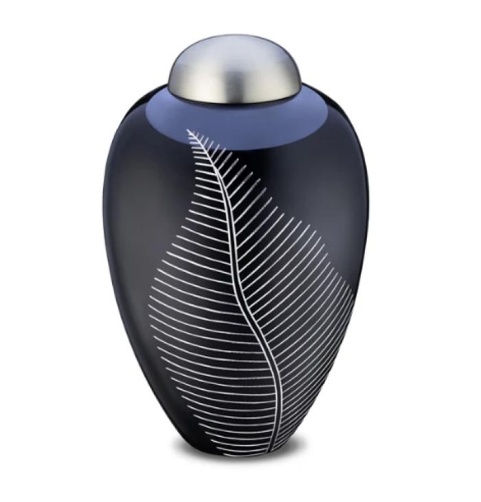Elegant Leaf Midnight Metal Urns