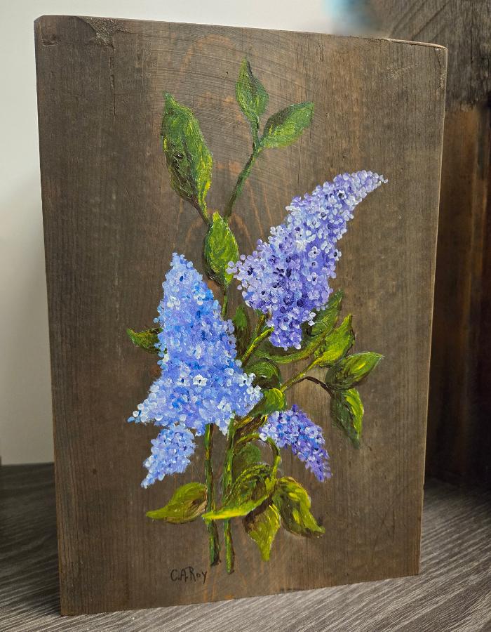 Lilacs on Barnwood Urn Wooden Urns